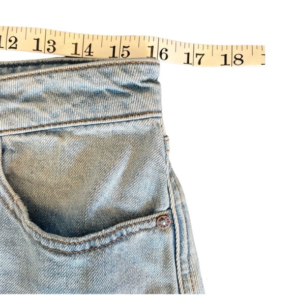 We The Free Button Fly Cut Off Denim Mini Skirt Size 30 - Picture 3 of 8